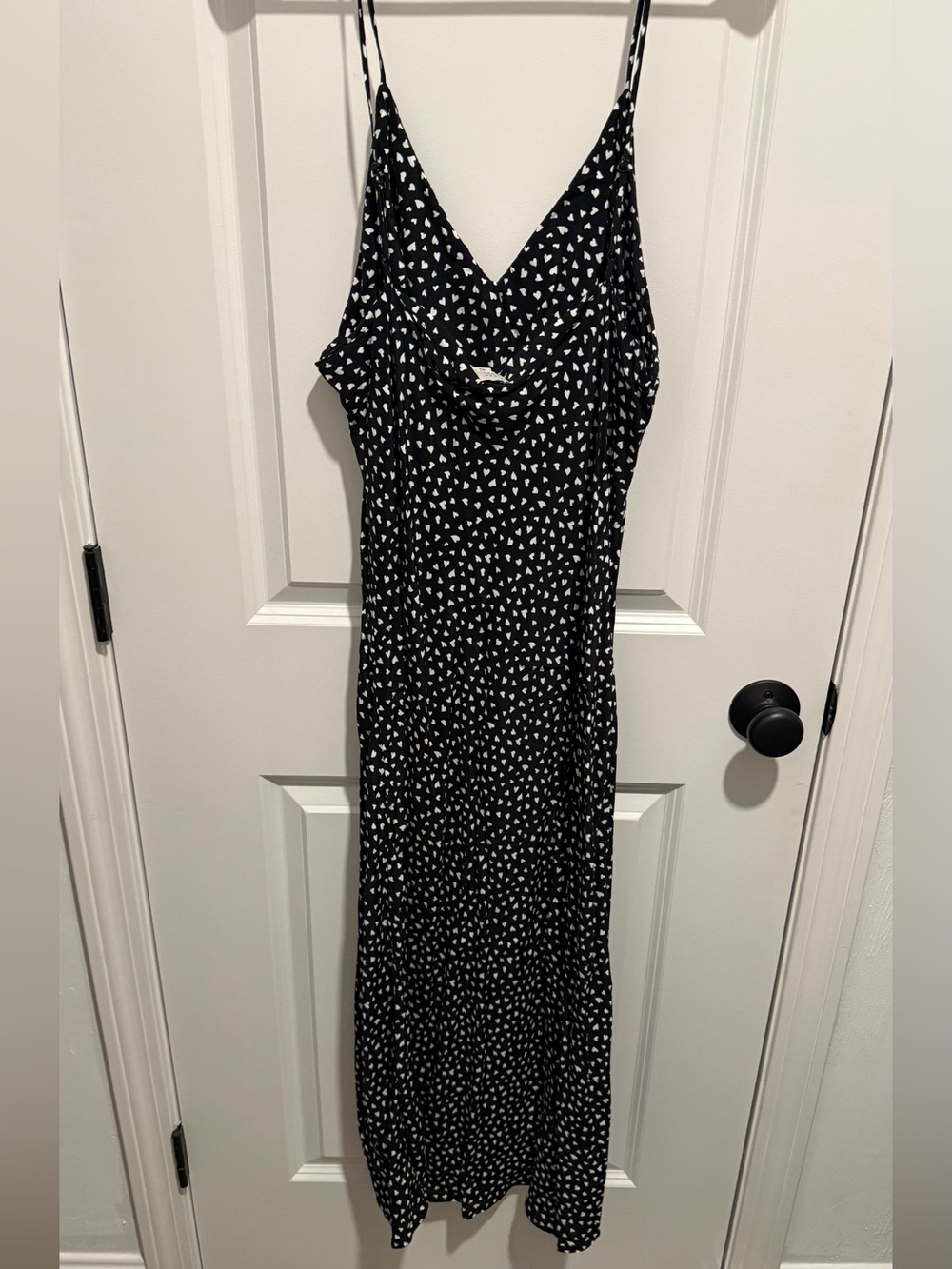 Target - A New Day Black Spaghetti Strap Midi Dress with White Heart Print, XL - Picture 2 of 4